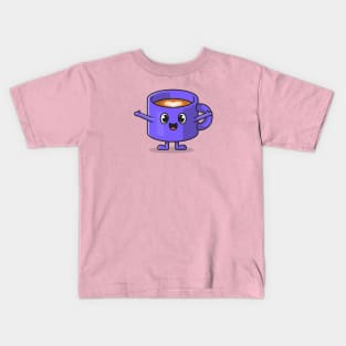 Cute Happy Coffee Cup Cartoon Kids T-Shirt